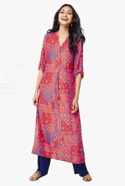 Global Desi Red Printed Kurta Global Desi Red Printed Kurta