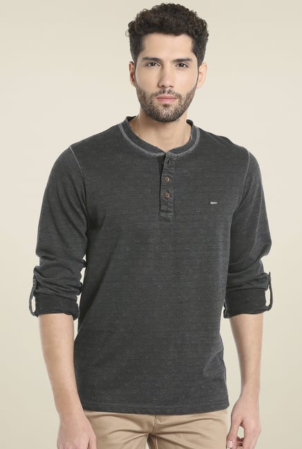 Killer Dark Grey Slim Fit Henley T-Shirt Killer Dark Grey Slim Fit Henley T-Shirt