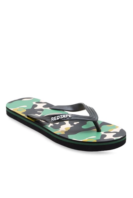 Red Tape Black & Green Flip Flops Red Tape Black & Green Flip Flops