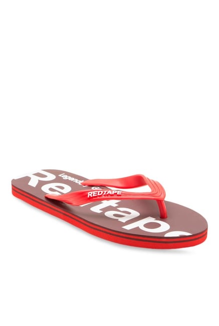 Red Tape Red & Brown Flip Flops Red Tape Red & Brown Flip Flops