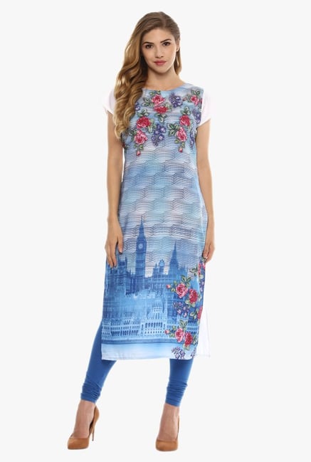Ziyaa Blue Floral Print Kurta Ziyaa Blue Floral Print Kurta