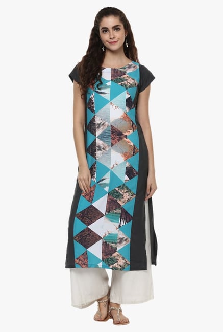 Ziyaa Blue Printed Kurta Ziyaa Blue Printed Kurta