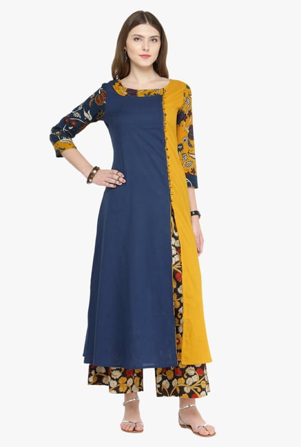 Varanga Multicolor Printed Cotton Kurta With Palazzo Varanga Multicolor Printed Cotton Kurta With Palazzo