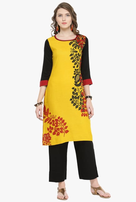 Varanga Yellow Printed Kurta Varanga Yellow Printed Kurta
