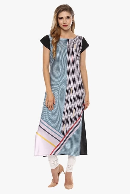 Ziyaa Light Blue & Beige Printed Kurta Ziyaa Light Blue & Beige Printed Kurta