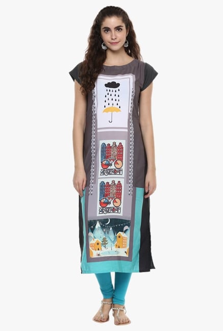 Ziyaa Grey Printed Kurta Ziyaa Grey Printed Kurta