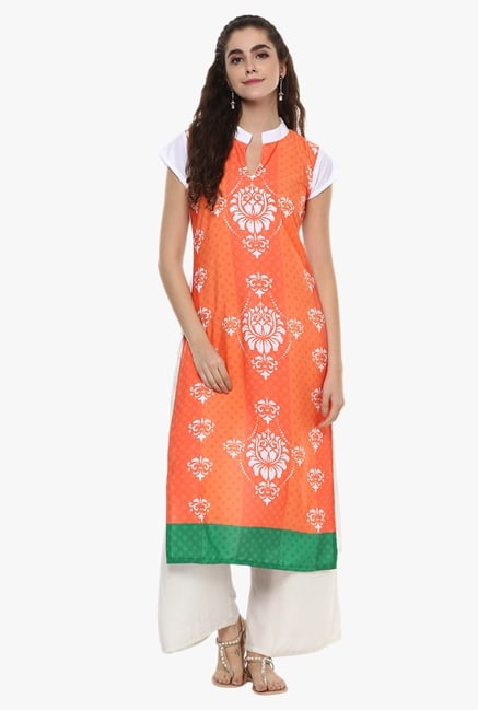 Ziyaa Orange Printed Kurta Ziyaa Orange Printed Kurta