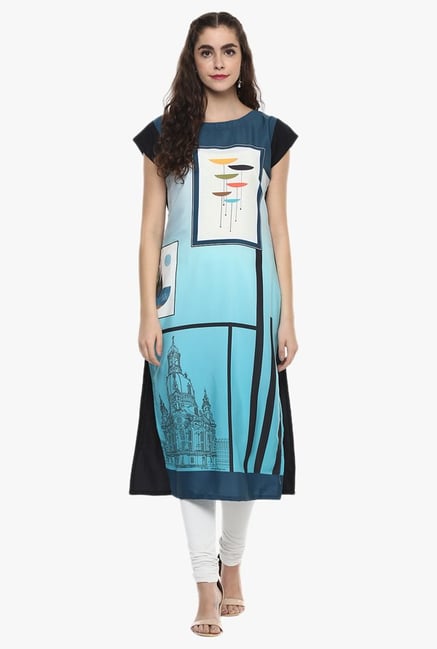 Ziyaa Light Blue Printed Kurta Ziyaa Light Blue Printed Kurta