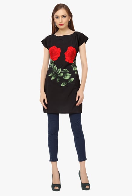 Ziyaa Black Floral Print Tunic Ziyaa Black Floral Print Tunic