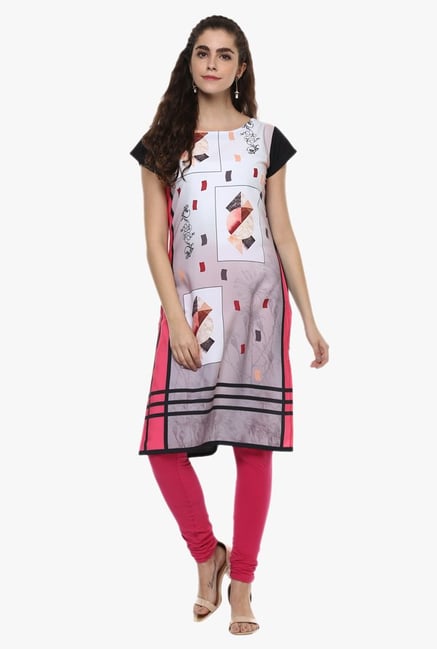 Ziyaa White & Grey Printed Kurta Ziyaa White & Grey Printed Kurta