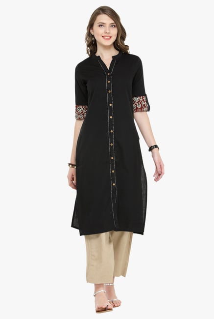 Varanga Black Cotton Kurta Varanga Black Cotton Kurta