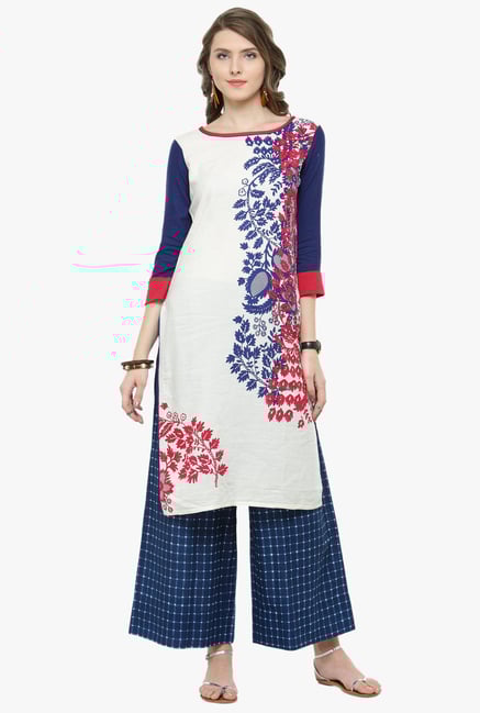 Varanga Blue Printed Kurta With Palazzo Varanga Blue Printed Kurta With Palazzo