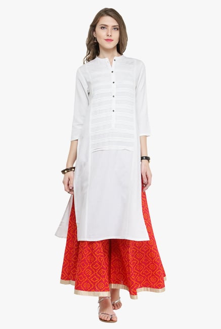 Varanga White Rayon Viscose Kurta Varanga White Rayon Viscose Kurta