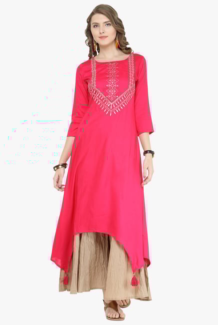 Varanga Pink Embroidered Kurta Varanga Pink Embroidered Kurta