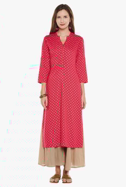 Varanga Pink & Gold Printed Kurta Varanga Pink & Gold Printed Kurta