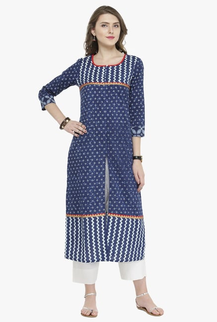 Varanga Navy Printed Kurta Varanga Navy Printed Kurta