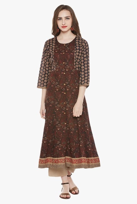 Varanga Brown Printed Kurta Varanga Brown Printed Kurta