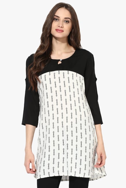 Mytri Off White Printed Rayon Kurti Mytri Off White Printed Rayon Kurti