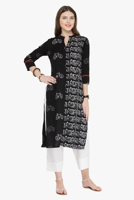 Varanga Black Printed Kurta Varanga Black Printed Kurta