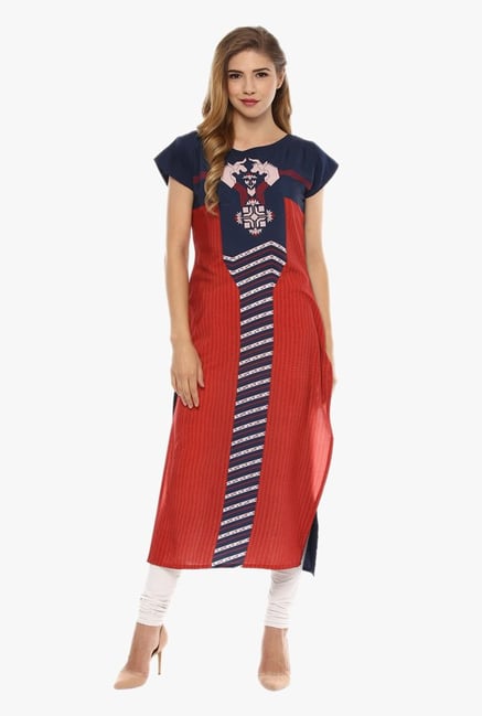 Ziyaa Navy & Red Printed Kurta Ziyaa Navy & Red Printed Kurta