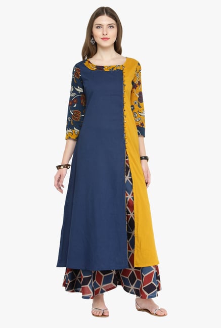 Varanga Multicolor Printed Cotton Kurta With Palazzo Varanga Multicolor Printed Cotton Kurta With Palazzo