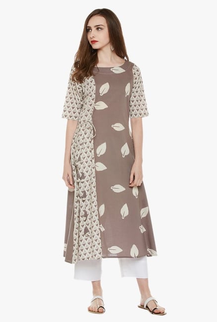 Varanga Beige Printed Kurta Varanga Beige Printed Kurta