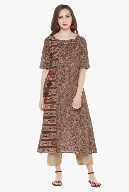 Varanga Brown Printed Kurta Varanga Brown Printed Kurta