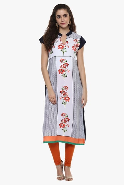 Ziyaa White Floral Print Kurta Ziyaa White Floral Print Kurta
