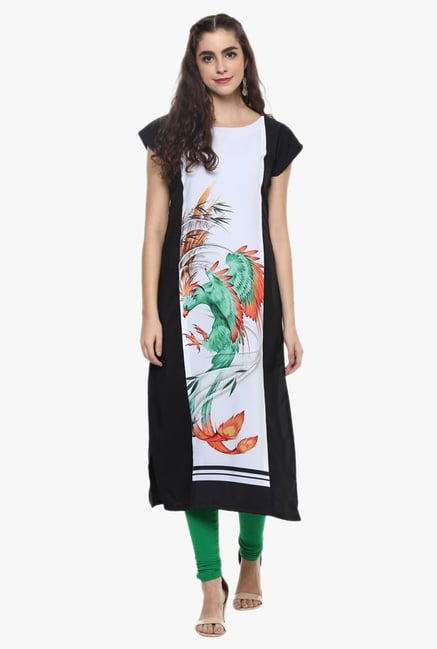 Ziyaa White & Black Printed Kurta Ziyaa White & Black Printed Kurta