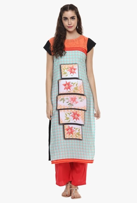 Ziyaa Light Blue Checks Kurta Ziyaa Light Blue Checks Kurta