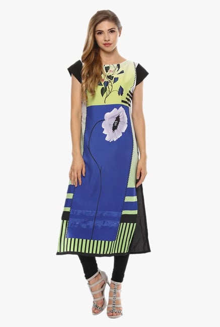 Ziyaa Blue & Green Printed Kurta Ziyaa Blue & Green Printed Kurta