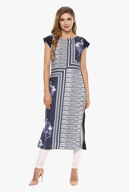 Ziyaa White & Navy Printed Kurta Ziyaa White & Navy Printed Kurta