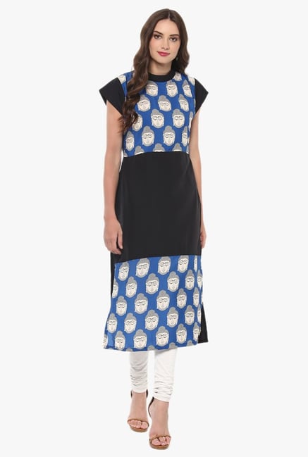 Ziyaa Blue & Black Printed Kurta Ziyaa Blue & Black Printed Kurta