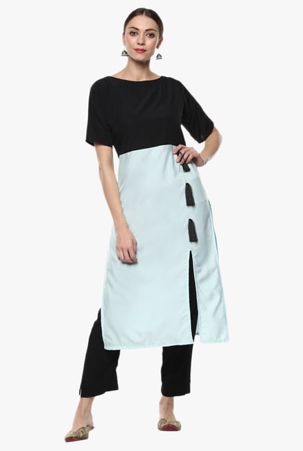 Ziyaa Black & Blue Crepe Kurta Ziyaa Black & Blue Crepe Kurta