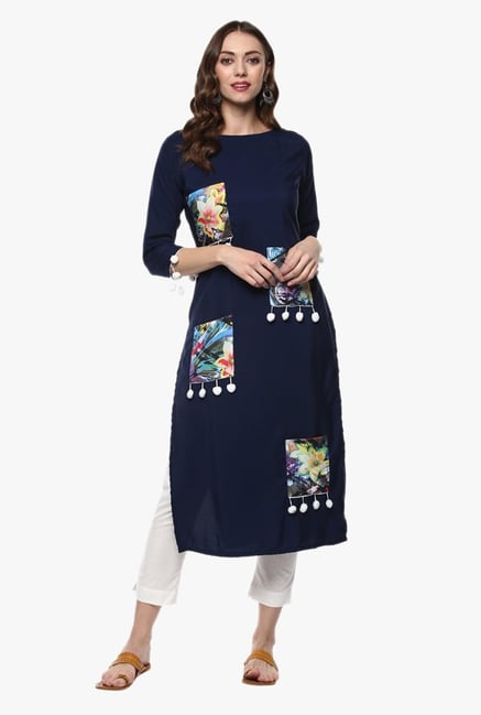 Ziyaa Navy Printed Kurta Ziyaa Navy Printed Kurta