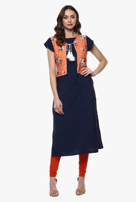 Ziyaa Navy Floral Print Kurta Ziyaa Navy Floral Print Kurta