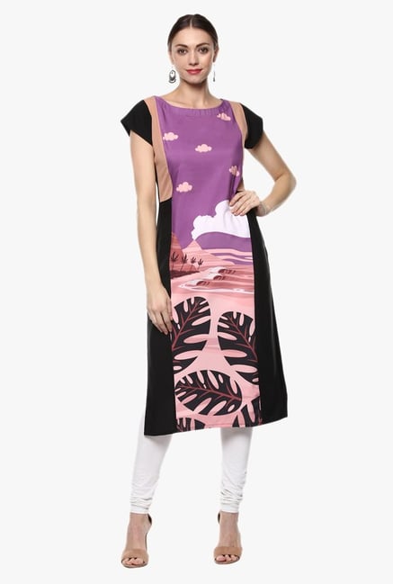 Ziyaa Purple & Beige Printed Kurta Ziyaa Purple & Beige Printed Kurta