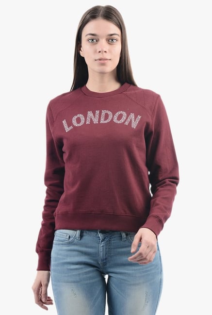Pepe Jeans Maroon Printed Sweatshirt Pepe Jeans Maroon Printed Sweatshirt