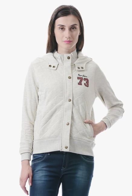 Pepe Jeans Beige Quilted Hoodie Pepe Jeans Beige Quilted Hoodie