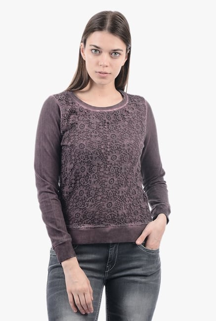 Pepe Jeans Purple Lace Sweatshirt Pepe Jeans Purple Lace Sweatshirt