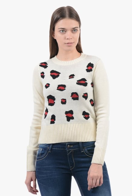 Pepe Jeans Beige Printed Sweater Pepe Jeans Beige Printed Sweater