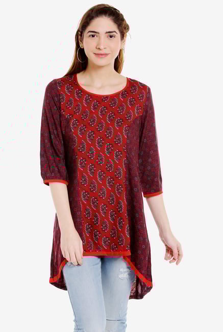 Globus Burgundy Printed Kurti Globus Burgundy Printed Kurti