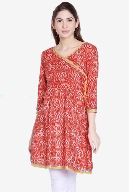 Globus Red Printed Kurti Globus Red Printed Kurti