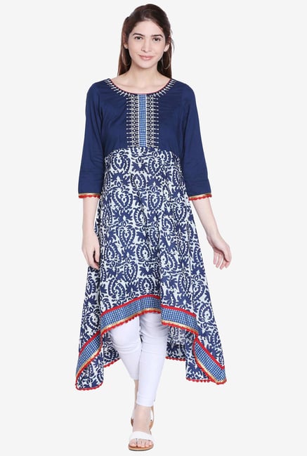 Globus Blue Printed Kurta Globus Blue Printed Kurta