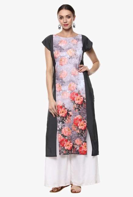 Ziyaa Multicolor Floral Print Crepe Kurta Ziyaa Multicolor Floral Print Crepe Kurta