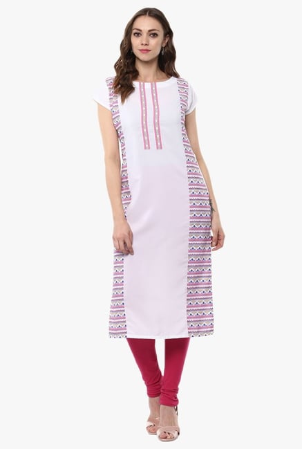 Ziyaa Off White Printed Crepe Kurta Ziyaa Off White Printed Crepe Kurta