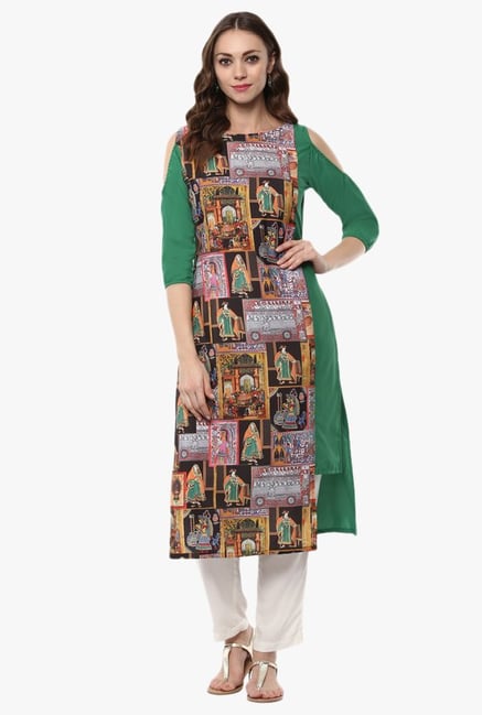 Ziyaa Multicolor Printed Crepe Kurta Ziyaa Multicolor Printed Crepe Kurta