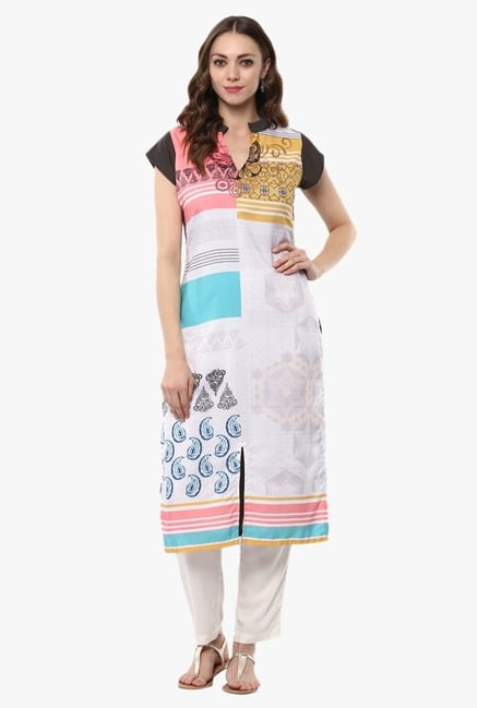 Ziyaa Multicolor Printed Crepe Kurta Ziyaa Multicolor Printed Crepe Kurta