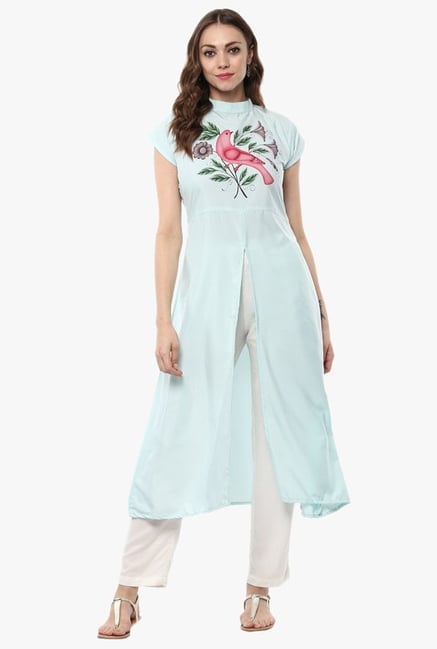 Ziyaa Blue Printed Crepe Kurta Ziyaa Blue Printed Crepe Kurta