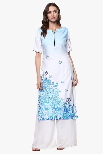 Ziyaa Off White Printed Crepe Kurta Ziyaa Off White Printed Crepe Kurta